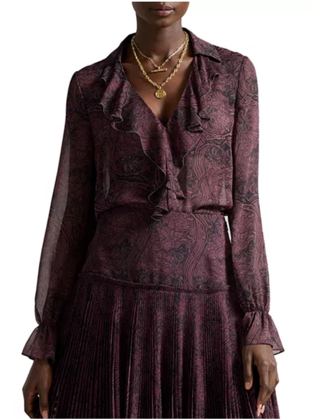 Ted Baker Coryiah Ruffle blouse size large - Picture 2 of 7